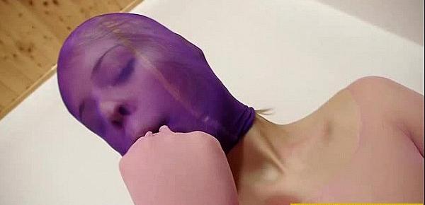  Sweet Cat head to toe nylon covered sex toy solo video